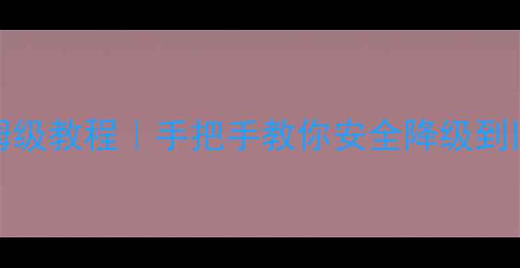 图片 vivo手机系统降级保姆级教程｜手把手教你安全降级到旧版本（附避坑指南）