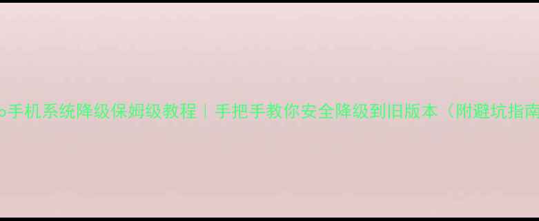 图片 vivo手机系统降级保姆级教程｜手把手教你安全降级到旧版本（附避坑指南）2