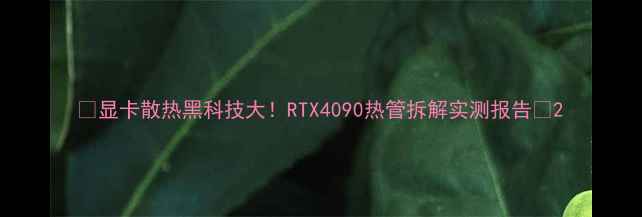 图片 ✨显卡散热黑科技大！RTX4090热管拆解实测报告🔧2