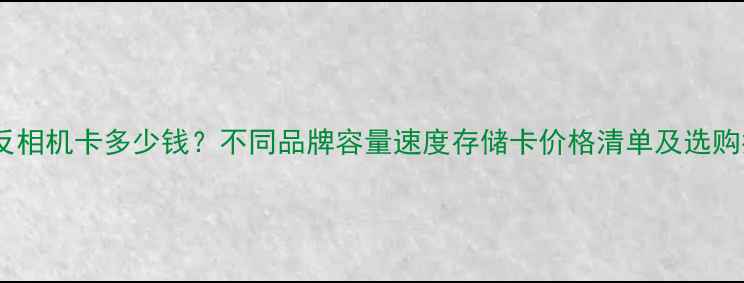 图片 全单反相机卡多少钱？不同品牌容量速度存储卡价格清单及选购指南1
