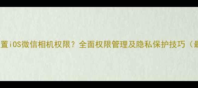 图片 如何正确设置iOS微信相机权限？全面权限管理及隐私保护技巧（最新指南）1