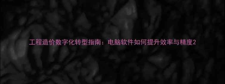 图片 工程造价数字化转型指南：电脑软件如何提升效率与精度2