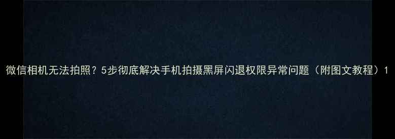 图片 微信相机无法拍照？5步彻底解决手机拍摄黑屏闪退权限异常问题（附图文教程）1