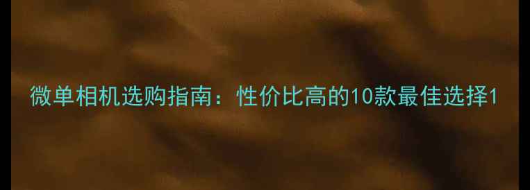 图片 微单相机选购指南：性价比高的10款最佳选择1