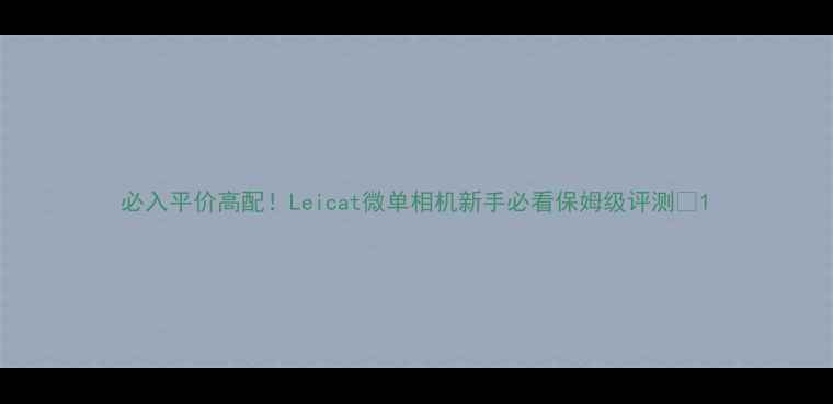 图片 必入平价高配！Leicat微单相机新手必看保姆级评测📸1