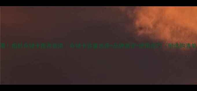图片 必看！相机存储卡推荐指南｜存储卡容量选择+品牌测评+使用技巧（附选购清单）