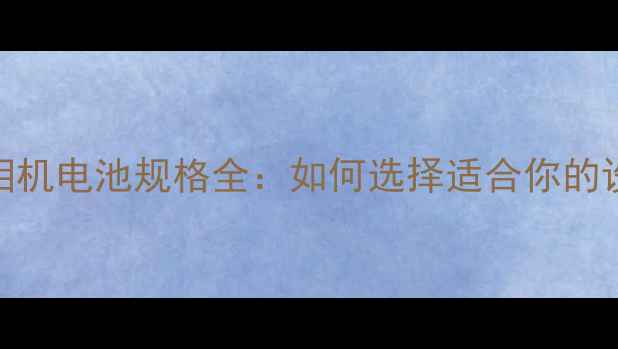 图片 数码相机电池规格全：如何选择适合你的设备？