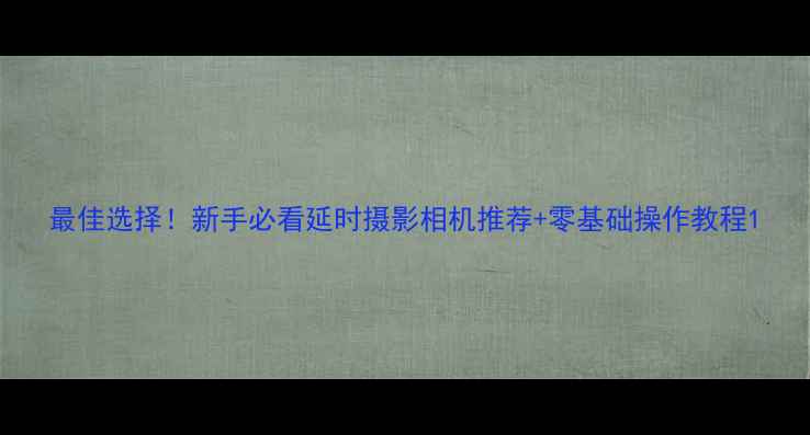 图片 最佳选择！新手必看延时摄影相机推荐+零基础操作教程1