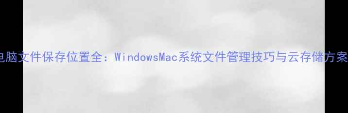 图片 电脑文件保存位置全：WindowsMac系统文件管理技巧与云存储方案1