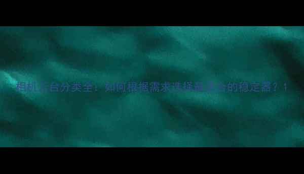 图片 相机云台分类全：如何根据需求选择最适合的稳定器？1