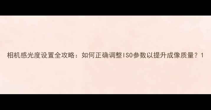 图片 相机感光度设置全攻略：如何正确调整ISO参数以提升成像质量？1