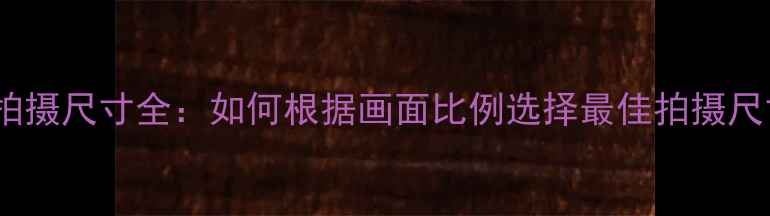 图片 相机拍摄尺寸全：如何根据画面比例选择最佳拍摄尺寸？2