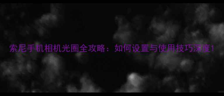 图片 索尼手机相机光圈全攻略：如何设置与使用技巧深度1