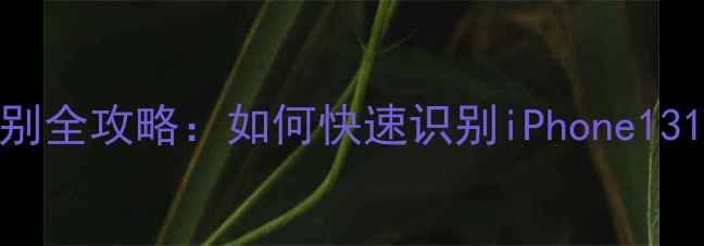 图片 苹果手机型号辨别全攻略：如何快速识别iPhone131415等最新机型1