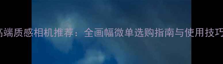 图片 高端质感相机推荐：全画幅微单选购指南与使用技巧1