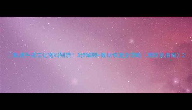 图片 📱魅族手机忘记密码别慌！3步解锁+数据恢复全攻略（附防丢指南）2