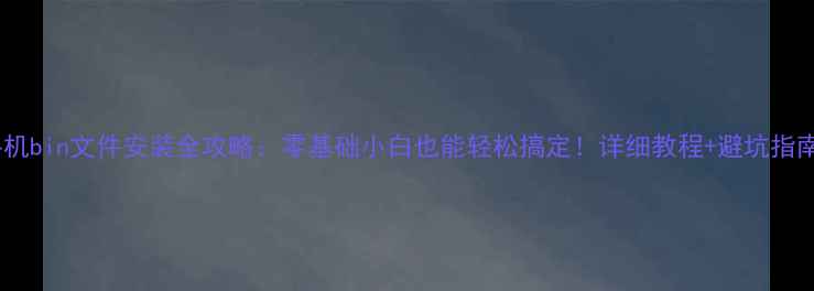 图片 手机bin文件安装全攻略：零基础小白也能轻松搞定！详细教程+避坑指南1