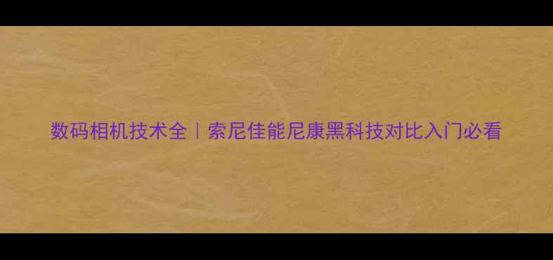 图片 数码相机技术全｜索尼佳能尼康黑科技对比入门必看