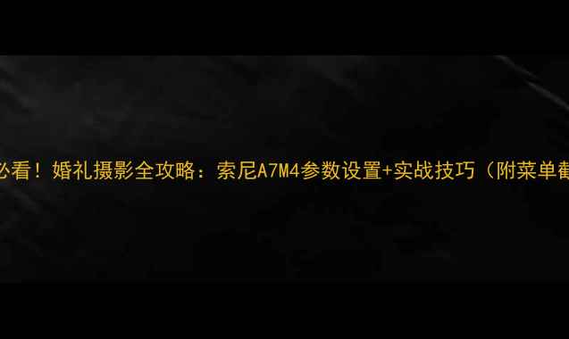 图片 新人必看！婚礼摄影全攻略：索尼A7M4参数设置+实战技巧（附菜单截图）