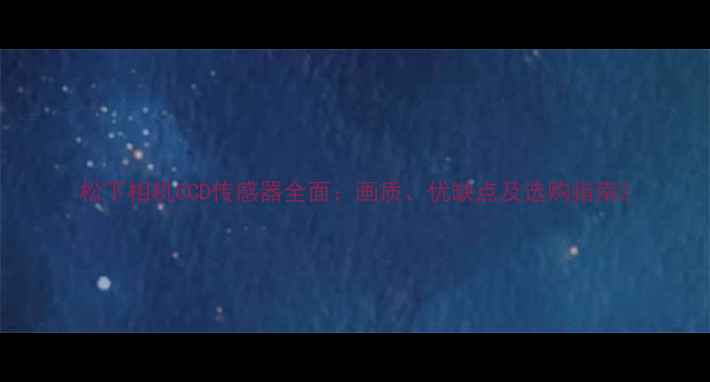 图片 松下相机CCD传感器全面：画质、优缺点及选购指南2