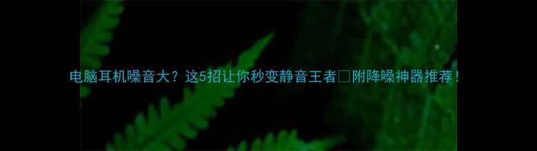 图片 电脑耳机噪音大？这5招让你秒变静音王者✨附降噪神器推荐！